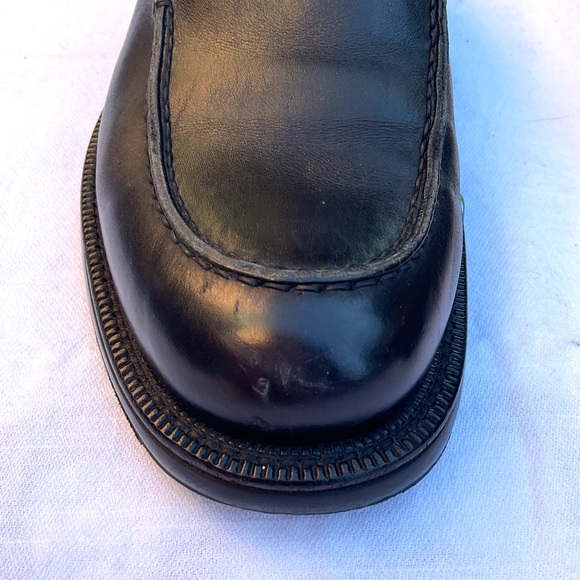 Giorgio Armani Mens Shoes black leather slip on size 39 1/2 loafers - Picture 7 of 8